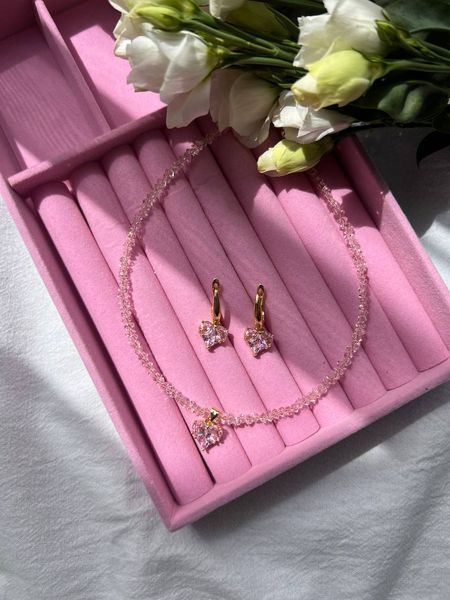Сережки " Mini pink hearts" ER-6 фото
